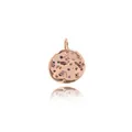 Detailed view of hammered gold round pendant with multi-colored gemstones and polished finish - Rose Gold