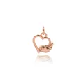 Gold-plated heart pendant with angel wing detail for DIY necklaces and bracelets - Rose Gold