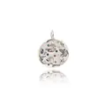 Round silver pendant with textured surface and colorful zircon stones on white background - Silver