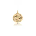 Round hammered gold pendant featuring colorful inlaid zircons for DIY jewelry making - Gold