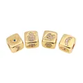 24K gold plated square beads with Evil Eye and Hamsa hand motifs for DIY jewelry - Gold
