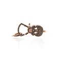 24K rose gold plated skull pendant connector with black pavé stones on white background - Rose Gold