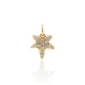 Gold plated starfish pendant with pave-set cubic zirconia for DIY jewelry making - Gold