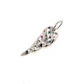 Macro shot of silver wing pendant with colorful cubic zirconia and polished finish - Platinum