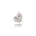 Macro view of a silver heart-shaped pendant with colorful multi-stone inlay and reflection - Platinum