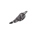 Macro detail of black wing pendant with colorful cubic zirconia in polished finish - Gun Black