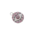 Pink and white zircon evil eye pendant in gold plated copper for jewelry making - Platinum
