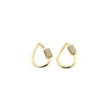 Close-up of gold-plated carabiner earrings with micro-pave zircon stone settings - Waterdrop Style 4