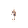 24K gold plated seahorse pendant with blue gemstones and pave crystals for DIY jewelry - Rose Gold