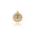 Gold plated evil eye pendant with sparkling zircons and a unique hammered metal texture - Gold
