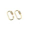 18K gold plated carabiner clasp with sparkling zircon stones for jewelry making - Oval Style 3