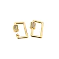 18K gold plated brass carabiner clasp with pavé cubic zirconia for DIY jewelry - Square Style 1