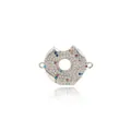 18K gold plated copper donut pendant connector with colorful zircon micro-paving - Silver
