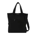Retro zwarte canvas shopper met FASHION INSTINCT label en verstelbare schouderband - Zwart
