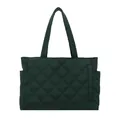 Deep green quilted tote bag with diamond pattern and large capacity for daily commuting - Green