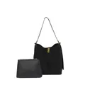 Grote zwarte retro emmertas set met bijpassende binnentas en gouden gespdetails - Zwart