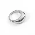 Minimalist silver dome ring with polished stainless steel finish in modern style - US 5 / Steel
