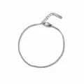 Bracciale a catena barbazzale in oro 18K con chiusura a moschettone e piastrina - Stile Medio / Oro bianco