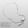 Bracelet chaîne trombone étanche en acier inoxydable or blanc avec fermoir ajustable - 15+2cm / Platine