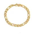 Bracelet chaîne Figaro dorée en acier inoxydable poli avec un fermoir mousqueton - 16.5cm / Or