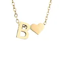 14K gold plated stainless steel necklace featuring a letter B and heart pendant - Letter B / Gold