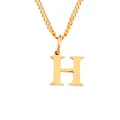 Minimalist gold stainless steel necklace featuring a polished letter H pendant - H - Gold-Tone - 1 Piece
