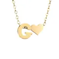 Minimalist 14K gold plated stainless steel heart and letter G pendant necklace - Letter G / Gold