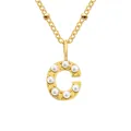 Elegant gold-tone stainless steel necklace featuring a letter C pearl-set pendant - Letter C - Gold
