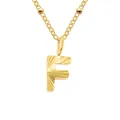 Goudkleurige roestvrijstalen ketting met gestructureerde letter F hanger in goudlook - Letter F (F-Goud)