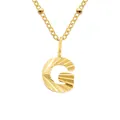 Gouden titanium stalen ketting met gegraveerde letter G hanger en kleine kralen - Letter G (G-Goud)