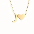 14K gold plated stainless steel initial J and heart pendant necklace for women - Letter J / Gold