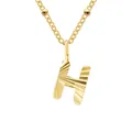 Vergulde roestvrijstalen ketting met gestructureerde letter H hanger en een bolletjesketting - Letter H (H-Goud)