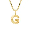 Gold-plated stainless steel box chain necklace with a sunburst-textured letter G pendant - Letter G - Gold