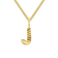 Minimalistische vergoldete 2mm Gliederkette mit strukturiertem J-Anhänger für Damen - Gold (J)