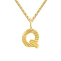Vergoldete 2mm Gliederkette mit strukturiertem Buchstaben-Q-Anhänger im Hip-Hop-Stil - Gold (Q)