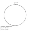 Silvery stainless steel tennis necklace featuring a single row of sparkling crystals - Steel