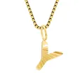 Golden titanium steel necklace featuring a textured fishtail pendant with Venetian chain - Letter Y - Gold