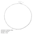 Minimalist silver stainless steel bead chain necklace with adjustable 38+5cm length - Silver