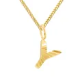 Vergoldete 2mm Gliederkette mit strukturiertem 3D-Buchstaben-Y-Anhänger im Hip-Hop-Stil - Gold (Y)