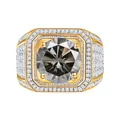 Men's luxury 925 sterling silver ring with 1 carat moissanite in gold finish setting - Size 15 / Gray