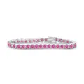 Detailansicht des Tennisarmbands mit rosa Moissanit und sichtbarer S925 Silber-Punze - Rosa / 14cm