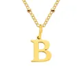 Collier chic avec pendentif lettre B doré et chaîne à billes polie pour femme - Lettre B / Or
