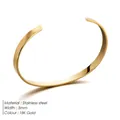5mm minimalist open cuff bracelet in 18K gold plated stainless steel for women - Wide Style / 18K Gold