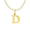 Golden titanium steel snake chain necklace featuring a polished letter D pendant - Letter D / 1 Piece / Gold