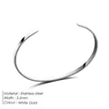 3.5mm white gold finished stainless steel open cuff bracelet with a polished mirror surface - Fine Style / Platinum