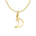 Golden flat snake chain necklace with letter D pendant and hollow heart detail - Letter D (Gold)