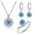 Detail der S925-Punze auf dem Silberschmuck-Set mit blauem Moissanit und Halo-Steinen - Einstellbar Offen / Saphirblau