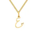 Golden stainless steel flat chain necklace with letter E and hollow heart pendant - Letter E / Gold