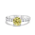 S925 sterling silver ring featuring a round yellow moissanite stone in 4-prong setting - Size 5 / Lemon Yellow