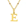 Collier à chaîne à billes dorée avec pendentif lettre E et fini métallique lisse - Lettre E / Or